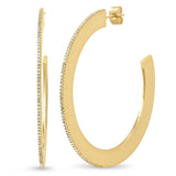 TAI JEWELRY Earrings Extra Large Flat Hoops With Pave CZ Accents