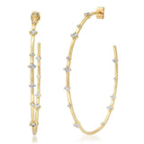 TAI JEWELRY Earrings Extra Large Gold Hoops with CZ Stations
