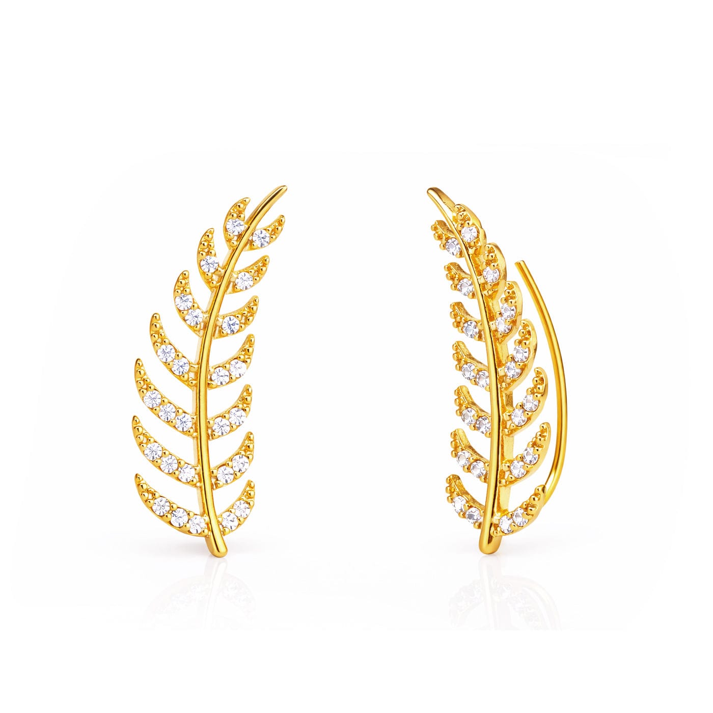 TAI JEWELRY Earrings Gold Feather Ear Climber