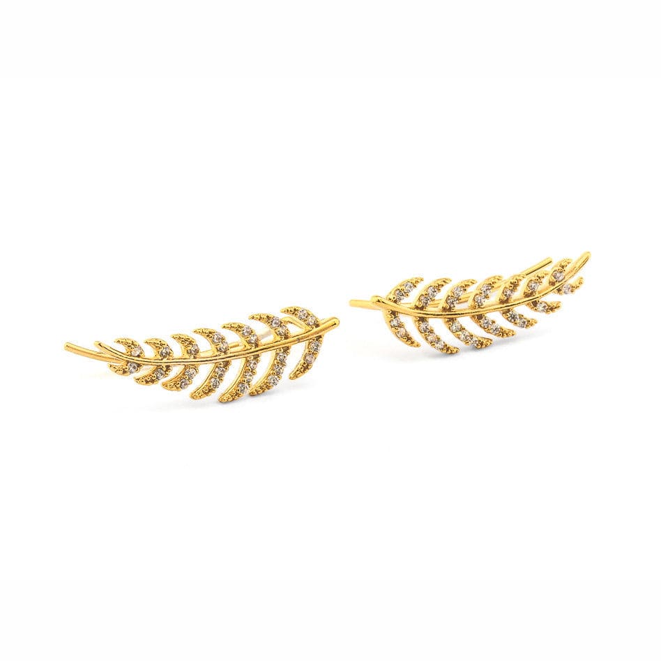 TAI JEWELRY Earrings Gold Feather Ear Climber