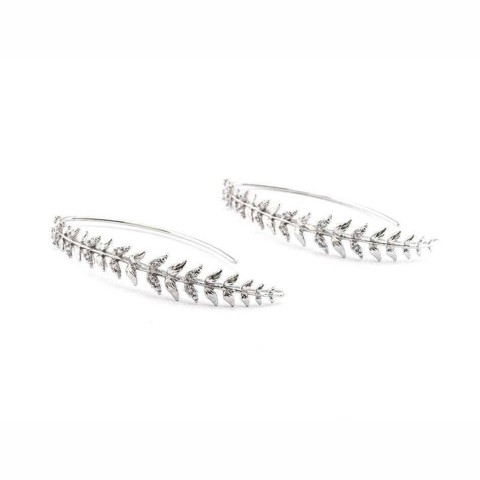 TAI JEWELRY earrings Silver Feather Hoop Earrings