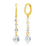 TAI JEWELRY Earrings Gold Floating Gem Drop Huggies
