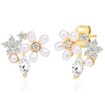 TAI JEWELRY Earrings Floral Pearl and CZ Stud Earrings
