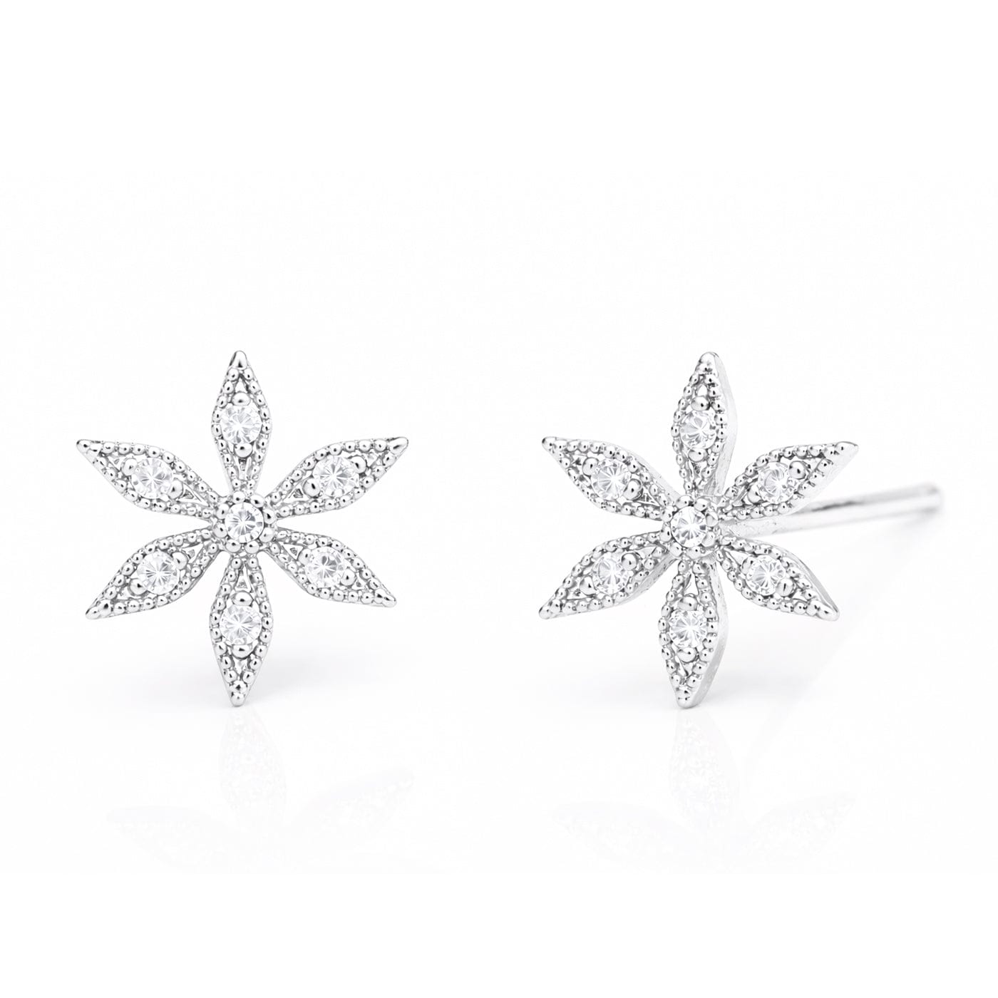 TAI JEWELRY Earrings Silver Flower Post Earring