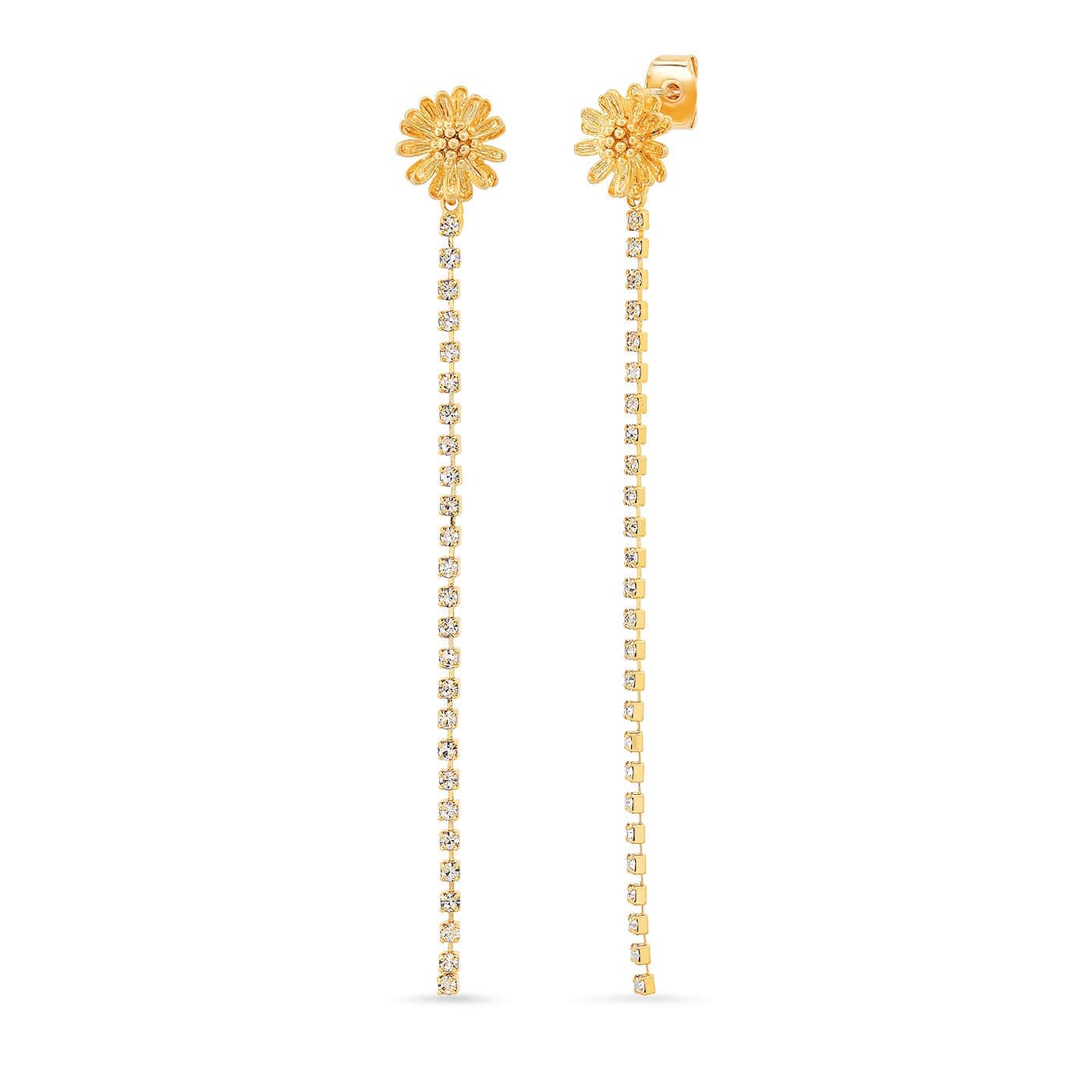 TAI JEWELRY Earrings Flower Studs with CZ Linear Drop