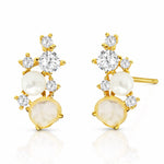 TAI JEWELRY Earrings Freshwater Pearl Cz Crystal Cluster Stud