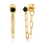 TAI JEWELRY Earrings Black Front To Back Chain Link Stud Earring