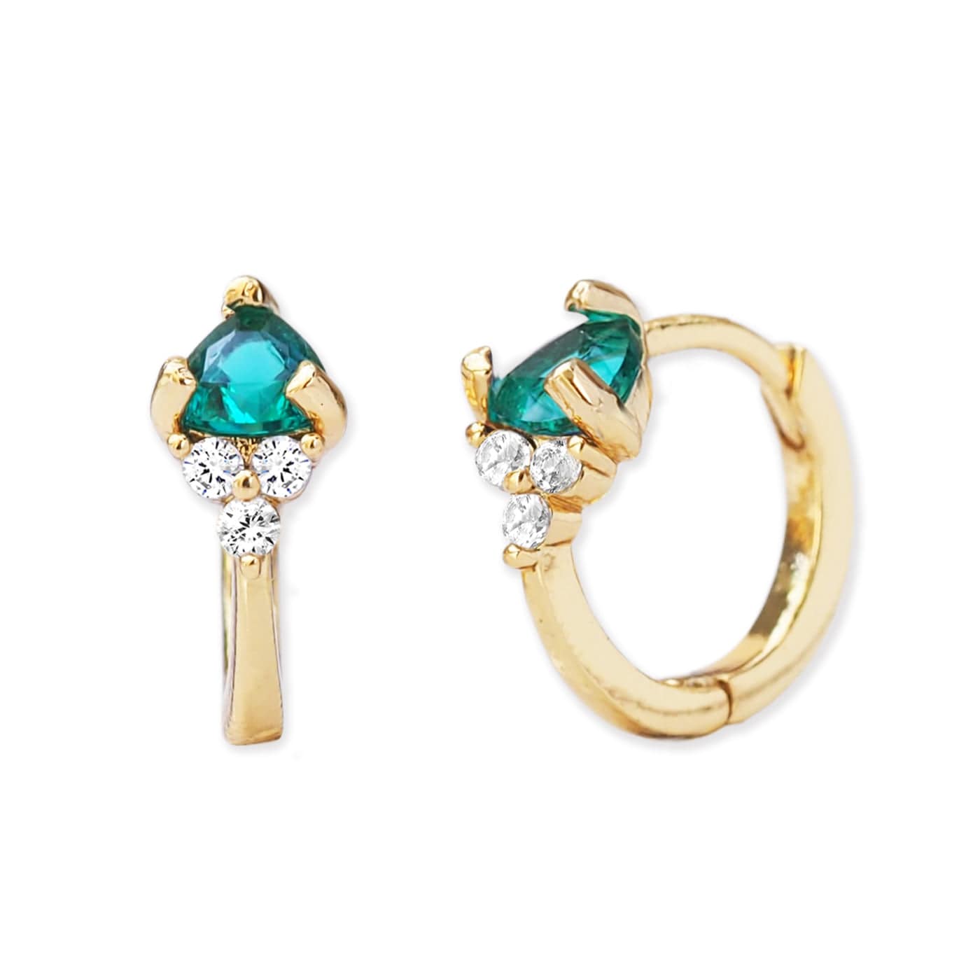 TAI JEWELRY Earrings Gemstone Trio Huggie Hoop Earrings