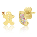 TAI JEWELRY Earrings Gingerbread/Christmas Stocking Mismatched Studs