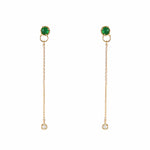 TAI JEWELRY Earrings GREEN Glass Post With Chain Backing