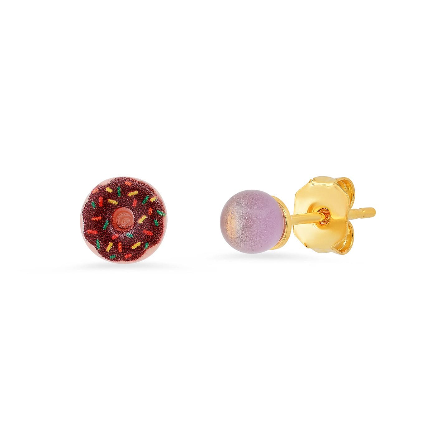 TAI JEWELRY Earrings Brown/Purple Glazed Donut Mismatched Studs