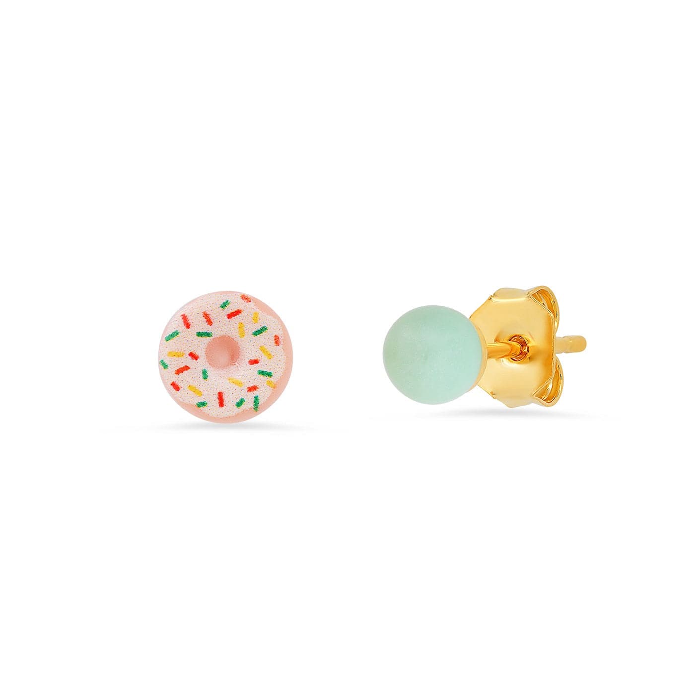 TAI JEWELRY Earrings White/Light Blue Glazed Donut Mismatched Studs
