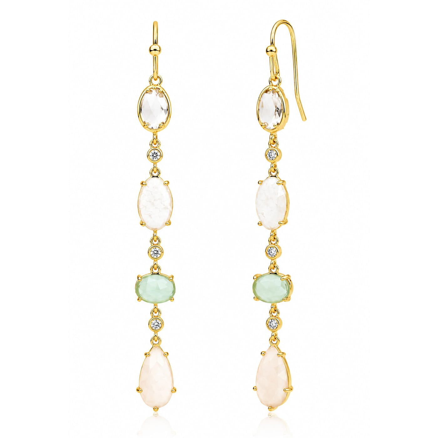 TAI JEWELRY Earrings Gold 4 Stone Linear Drop Earring