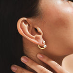 TAI JEWELRY Earrings Gold and Pearl Reverse Huggie