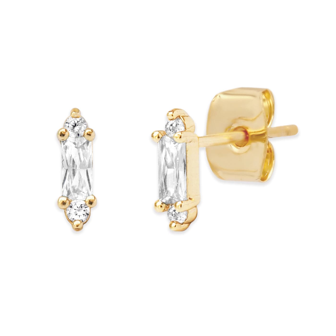 TAI JEWELRY | Gold Baguette Mini Stud Earrings | Earrings |