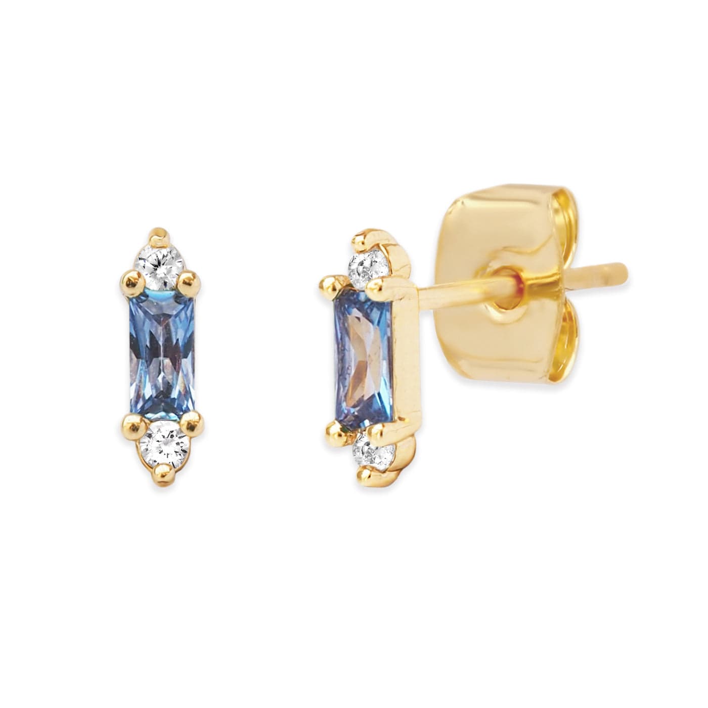 TAI JEWELRY | Gold Baguette Mini Stud Earrings | Earrings |