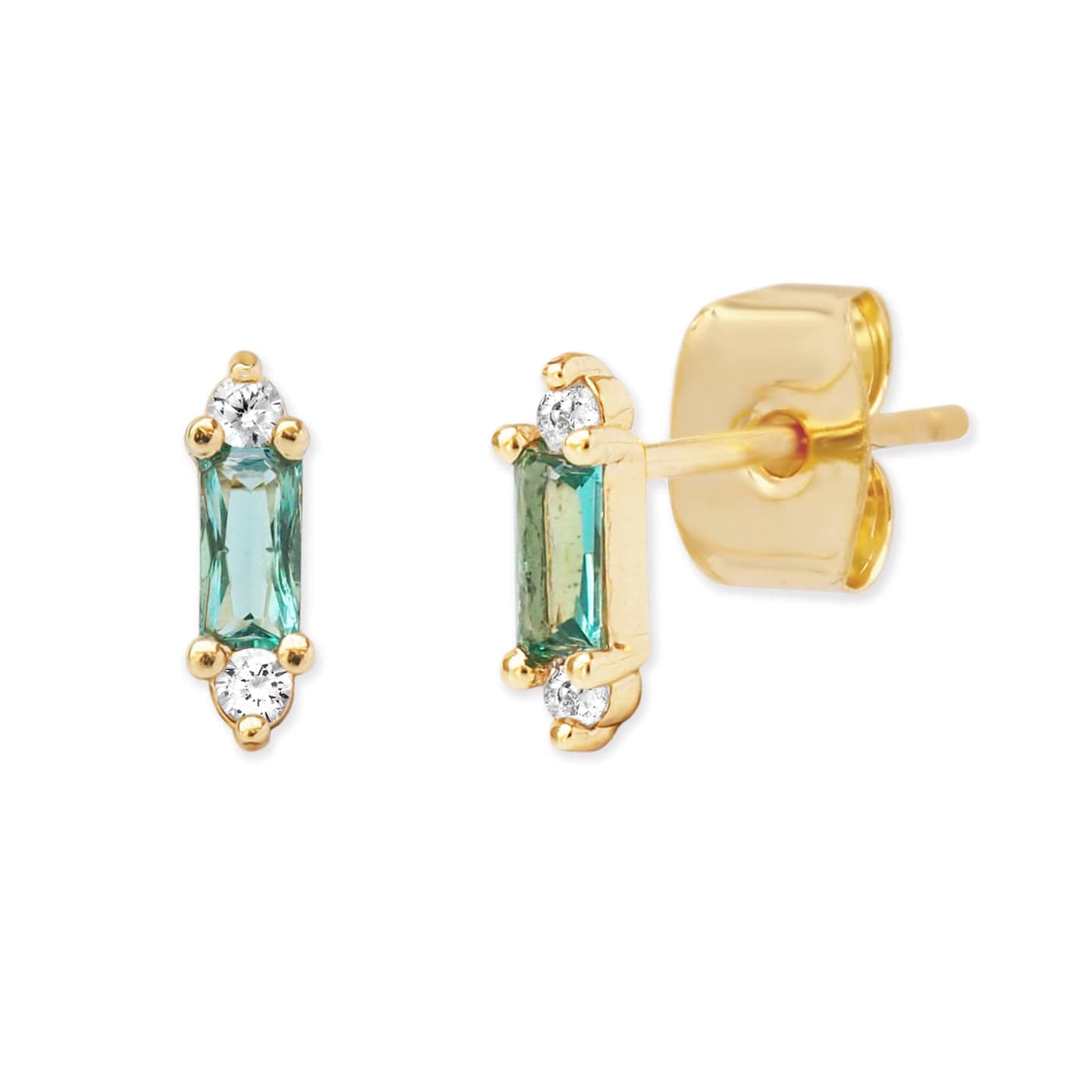 TAI JEWELRY | Gold Baguette Mini Stud Earrings | Earrings |