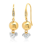 TAI JEWELRY Earrings Gold Ball And Floating Cz Cluster Earring