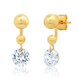 TAI JEWELRY Earrings Gold Ball And Floating Cz Jacket