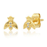 TAI JEWELRY Earrings Gold Bee Studs With Cz Accents