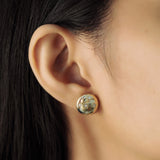 TAI JEWELRY Earrings Gold Button Earring Studs With Cz Star Accents