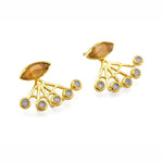 TAI JEWELRY Earrings Gold Cat's Eye Peach And Opal Multi-Stone Ear Jacket
