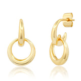 TAI JEWELRY Earrings Gold Curved Huggie with Gold Ring