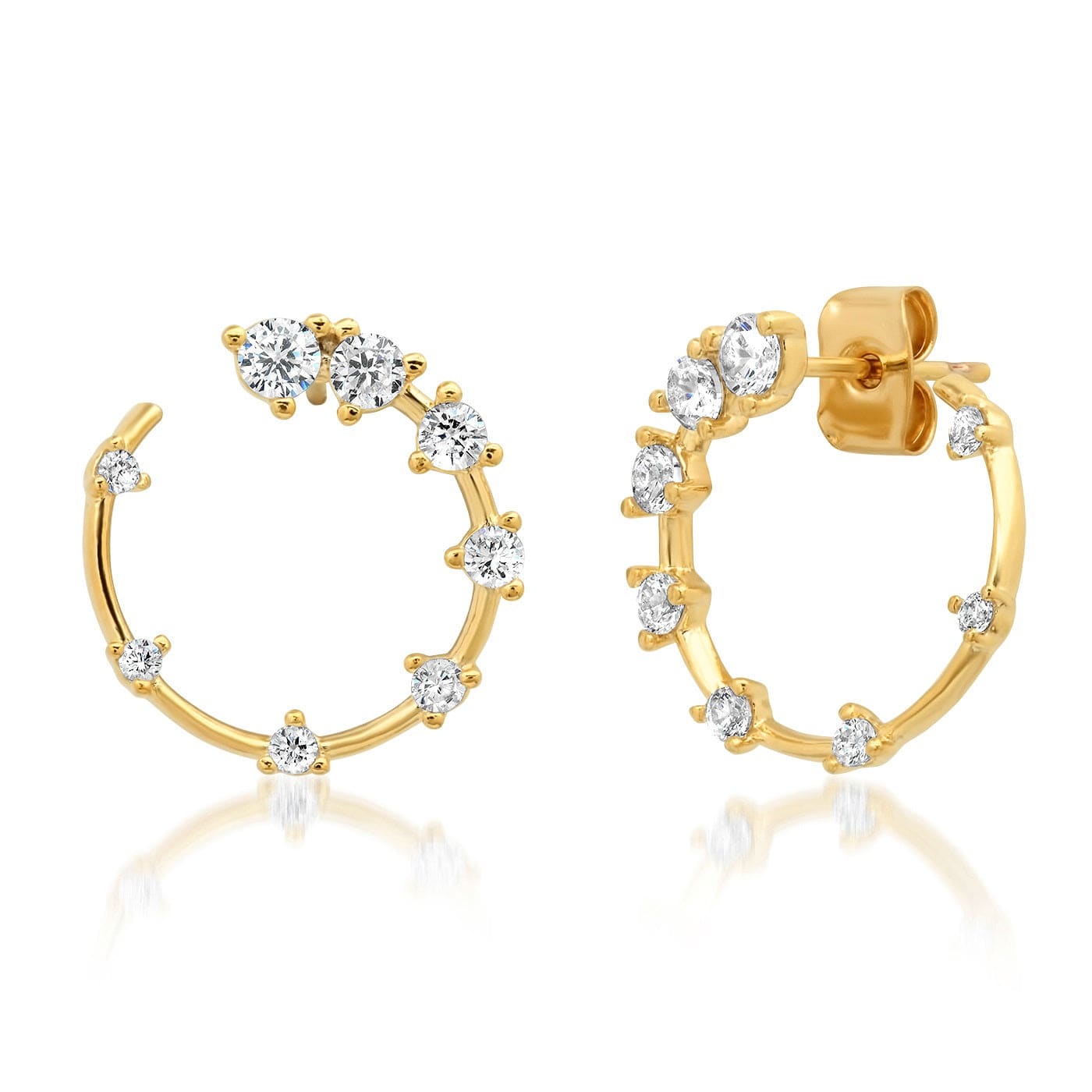 TAI JEWELRY Earrings Gold Front Facing Hoops With Scattered Cz Accents