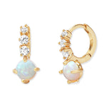 TAI JEWELRY Earrings Gold Huggie with Opal and CZ Trio Drop