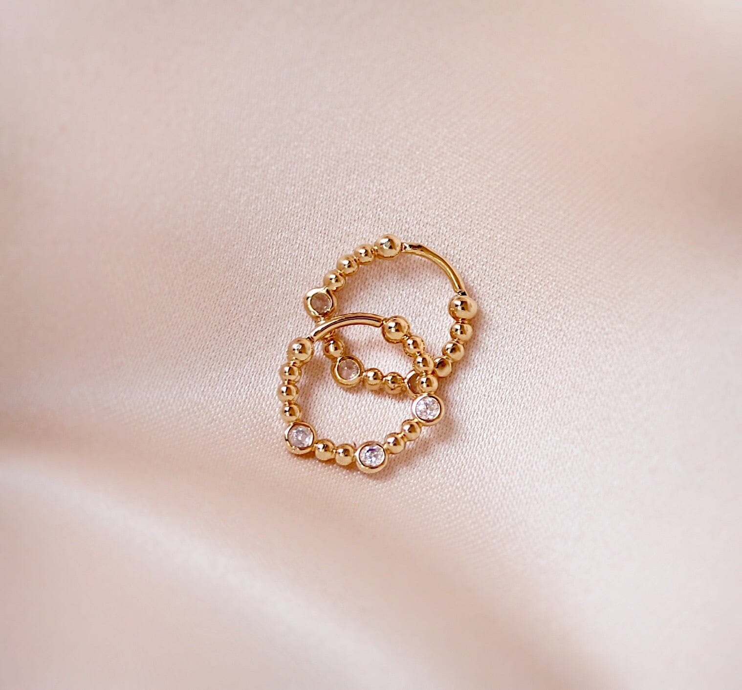 TAI JEWELRY Earrings Gold Huggie With Triple Cz
