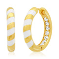 Tai Enamel Huggies with Baguette CZ Accents TE-2264 main image 1