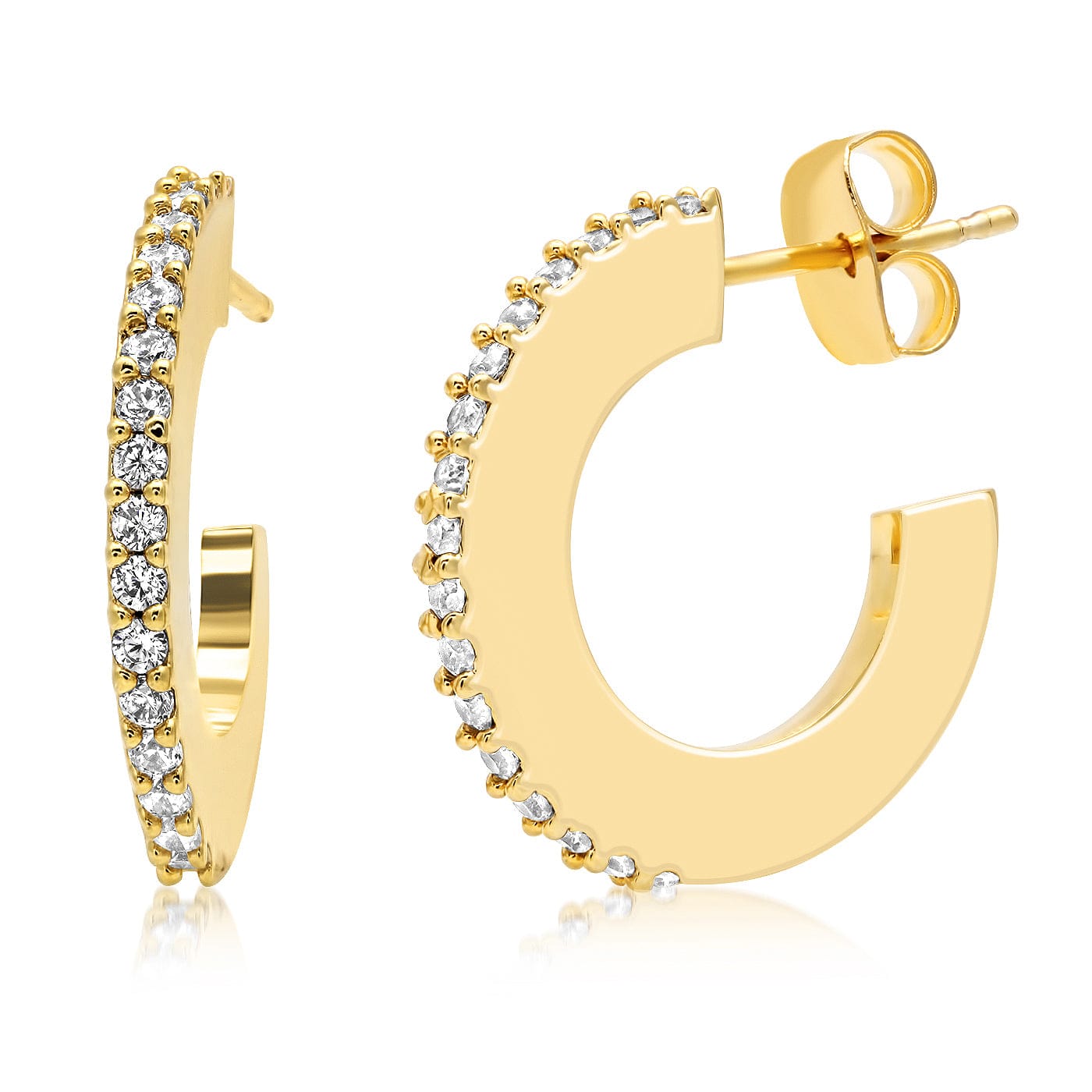 TAI JEWELRY Earrings Gold Open Hoops With Pave Accents