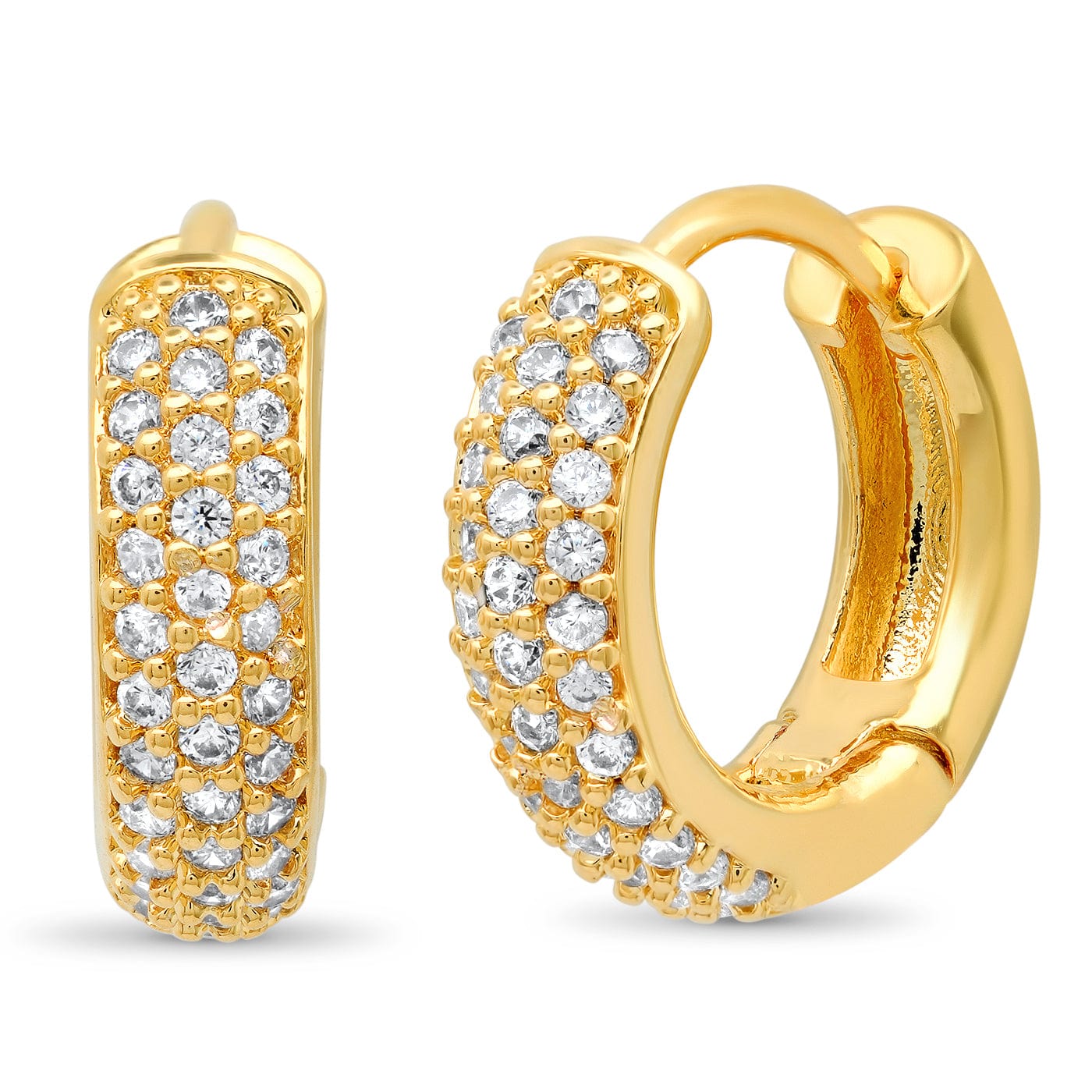 TAI JEWELRY Earrings Gold Pave Huggies