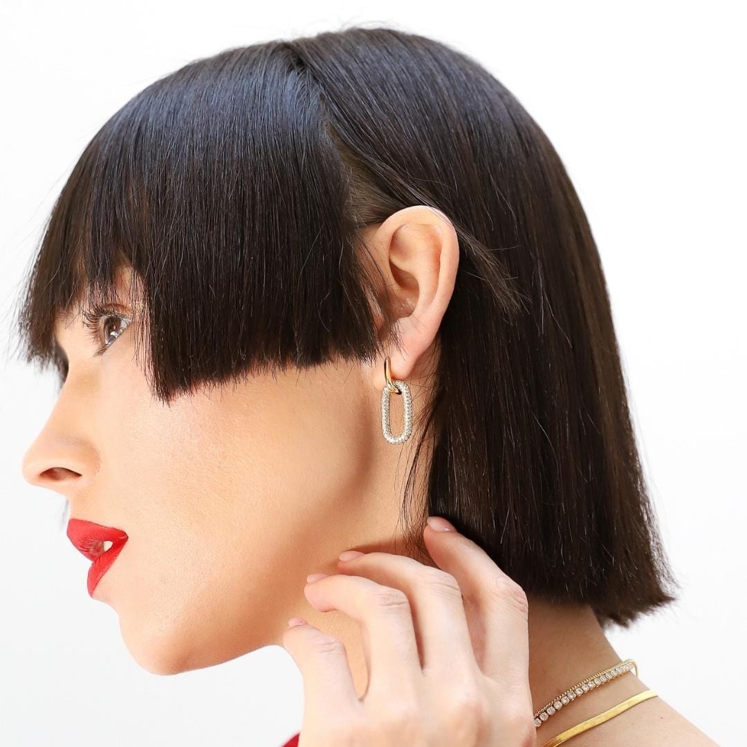 TAI JEWELRY Earrings Gold Pave Link Drop Earrings