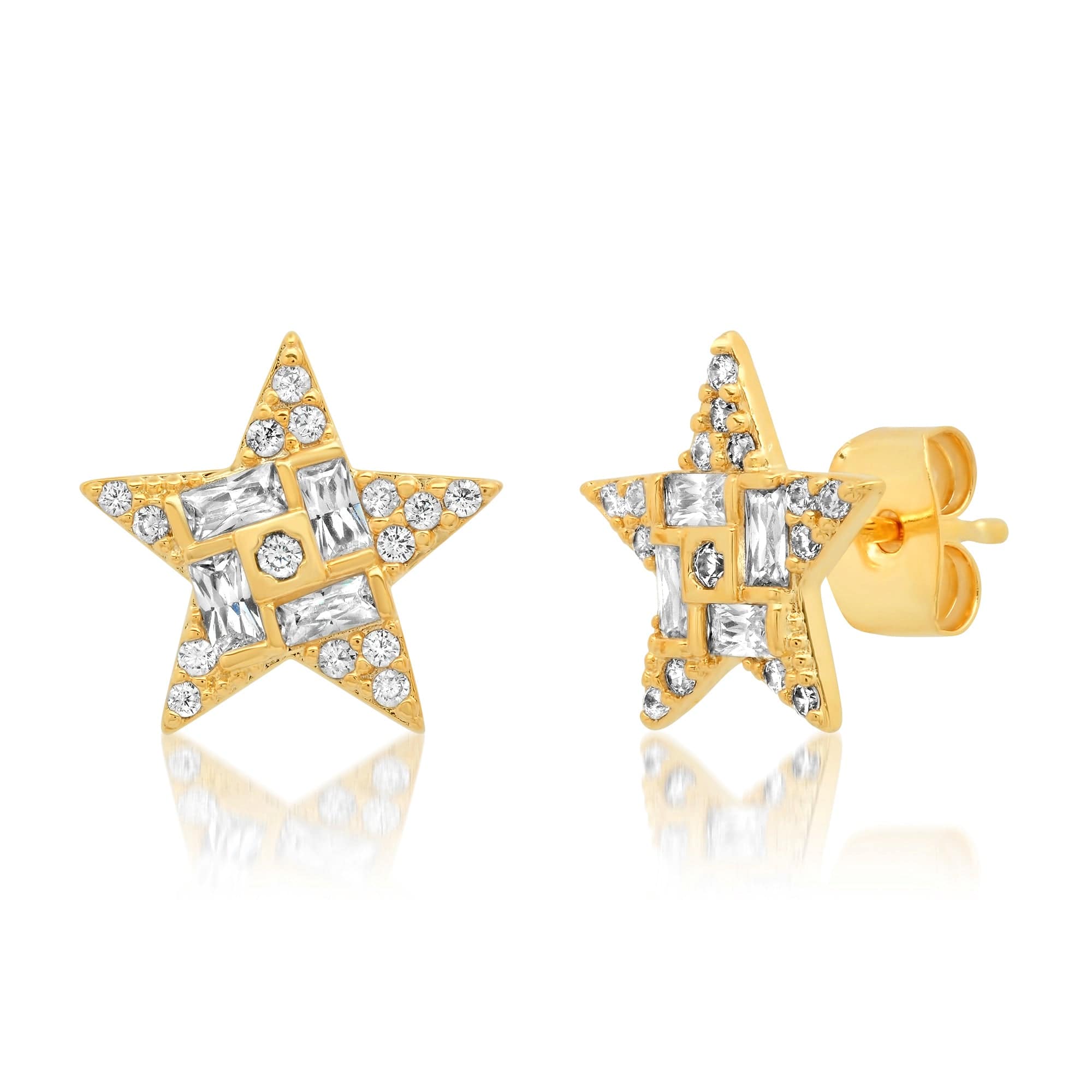 TAI JEWELRY Earrings Gold Pave Star Studs