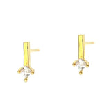 TAI JEWELRY earrings Gold Stick With Single Cz Accent