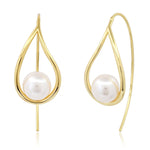 TAI JEWELRY Earrings Gold Teardrop French Wire Earrings with Large Pearl