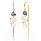 TAI JEWELRY Earrings Labradorite Mix Gold Three Stone Threader