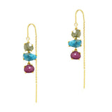 TAI JEWELRY Earrings Lilac/ Jade Gold Three Stone Threader