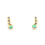 TAI JEWELRY Earrings Gold Vermeil 4 Stone Cz And Opal Crawler