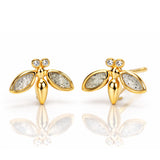 TAI JEWELRY Earrings Labradorite Gold Vermeil Bee Studs With Stone Accents