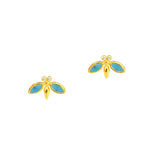 TAI JEWELRY Earrings Turquoise Gold Vermeil Bee Studs With Stone Accents
