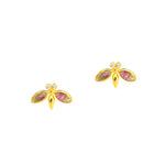 TAI JEWELRY Earrings Watermelon Tourmaline Gold Vermeil Bee Studs With Stone Accents