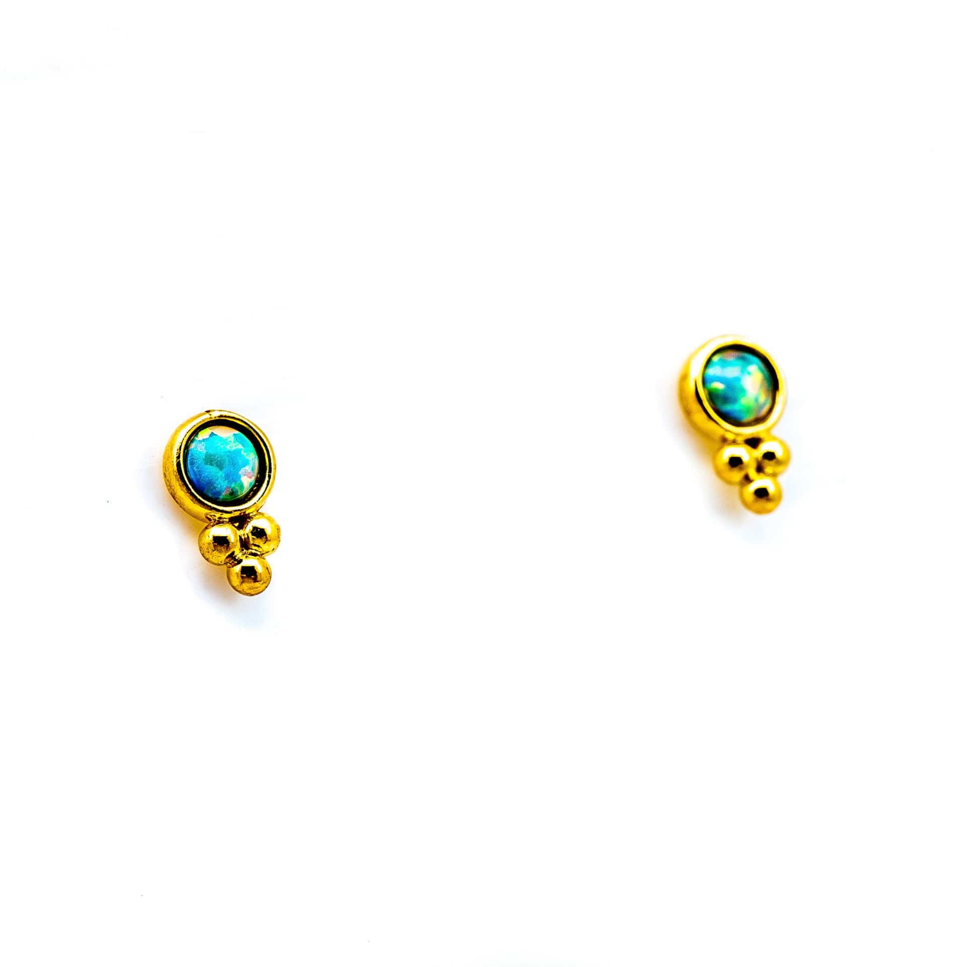 TAI JEWELRY Earrings Gold Vermeil Bezel Set Opal Stud With Cluster