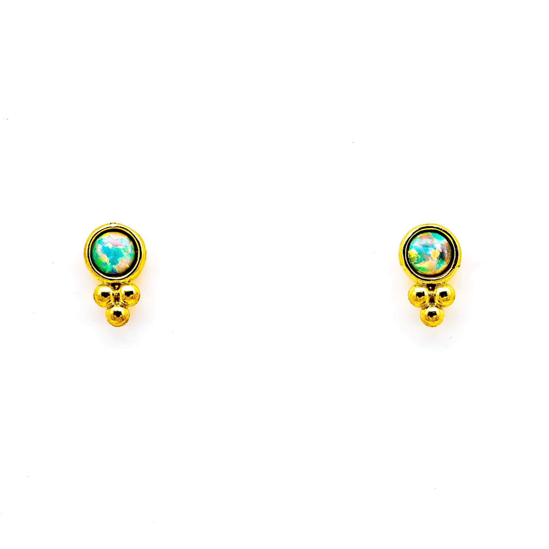 TAI JEWELRY Earrings Gold Vermeil Bezel Set Opal Stud With Cluster