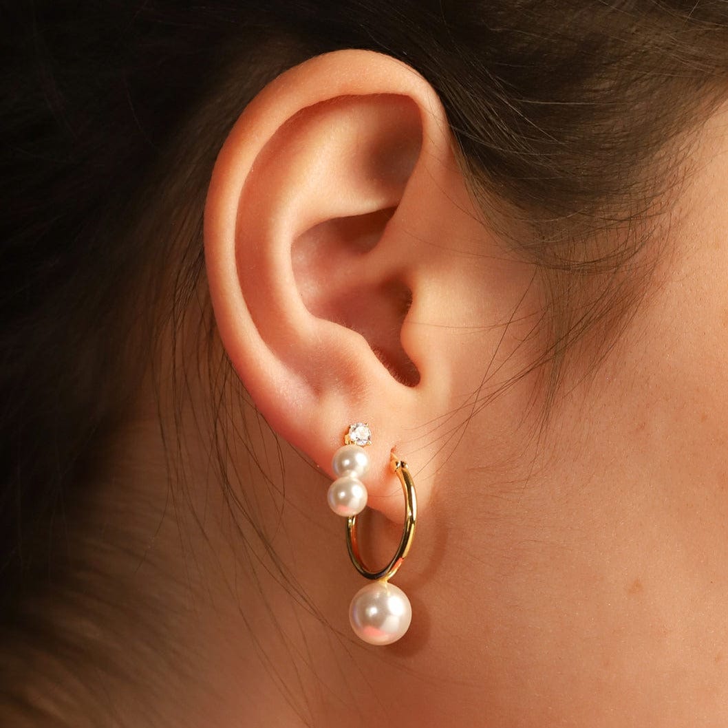 TAI JEWELRY Earrings Gold Vermeil Hoop with Pearl Charm