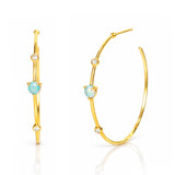 TAI JEWELRY Earrings Gold Vermeil Large Hoop With Opal And Cz Detailing