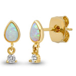 TAI JEWELRY Earrings Gold Vermeil Teardrop Opal With Cz Dangle