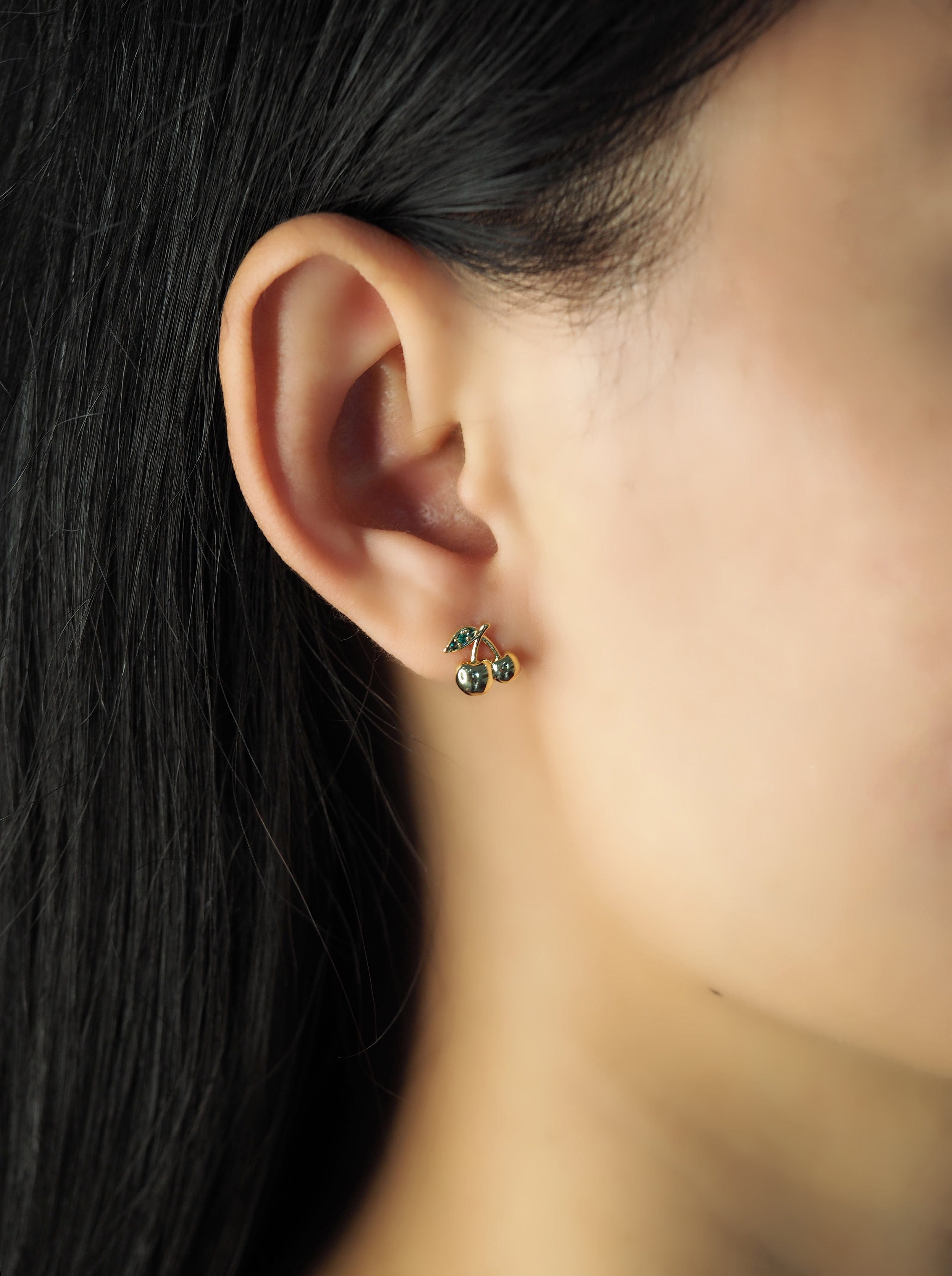 TAI JEWELRY Earrings Golden Cherry Studs