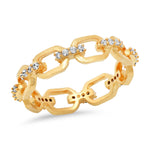 TAI JEWELRY Earrings 7 Golden Link CZ Ring